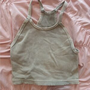 Free People Beige Ribbed Crop Top